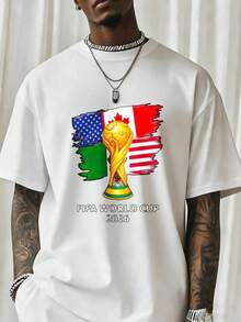 T-Shirts With Round Neck Printing Can Be Worn By Both Men And Women.  World Cup 2026 Usa Canada Mexico Flag Trophy T Shirt Men Women Unisex Streetwear Casual Graphic Tee TopSuitable For Christmas Partysports Activitiesholiday Partiesoutingssports And Other Holiday Gifts (220g). - trắng - Xem 8