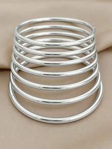 18K镀金女士手链，时尚奢华简约基础款手链，防水首饰 - 銀色 - 查看 4