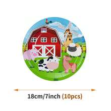 Set Peralatan Makan Sekali Pakai Happy Farm untuk 10 Tamu, Termasuk Piring Kertas, Serbet, dan Gelas, Cocok untuk Ulang Tahun, Pernikahan, Pesta, dan Piknik Keluarga. - Gaya 1 - View 6