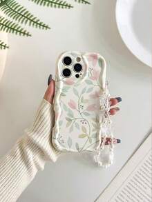 1 Piece Of Fashionable Phone Case. Does Not Include Lanyard Or Stand. Blue Floral Novelty Cream Flower Textured Wavy Painted Floral Edge Anti-Drop Phone Case With Bracelet Accessory, Compatible With IPhone 17 Pro/17 Air/17/17 Pro Max/16/11/16 Pro/16 Plus/16 Pro Max/16e/15 Pro Max/13/14/12/XS/XR/7G/8P, Galaxy S25/S25 Plus/S25 Ultra/A16/A36/A26/A56/A50/A12/A32/A52/A72/A51/A21S/A13/A14/S24/S24 Plus/S24 Ultra, S22/A52/A53/A54/A55/S23, 11/12 Pro/12/12X/13 Pro/14 Pro/15 Pro, 10/9/Note 9/12c/Note 11 Pro/Note 8 Pro Spring - 多色 7 - 查看 4