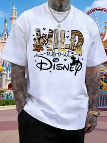 Disney Mickey Mouse Family Jungle Adventure T-Shirt, Casual Short-Sleeved Top With A Wildlife Adventure Theme, Unisex, Suitable For Outdoor Activities, Parties, And Dates Men Clothes. - White - View 2