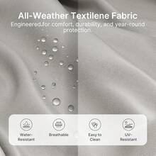 Juego de Jardín 4 Piezas Textileno Transpirable Sillas de Balanceo Mesa Vidrio Templado Mueble Exterior Resistente para Patio Terraza Clima Mexicano - Gris Claro - Ver 3