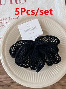 5个镂空网状发圈，2025新款不褪色宽边口罩发圈，女士高弹力简约马尾发圈，橡胶发饰发圈发绳美容家居卧室装饰 - 彩色 - 查看 14