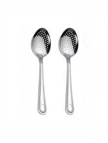 Set Sendok Saji Besar Stainless Steel 1/2/4 Buah, Sendok Makan Ukuran Besar, Sendok Berlubang, Cocok Untuk Rumah, Dapur, Restoran dan Hotel, Perlengkapan Dapur Penting - Perak - View 12