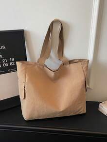 1pc Casual Tote Bag, Japanese Style Minimalist Large Capacity Shoulder Bag, Handbag, Book Bag, Student Bag - Multicolor - View 9