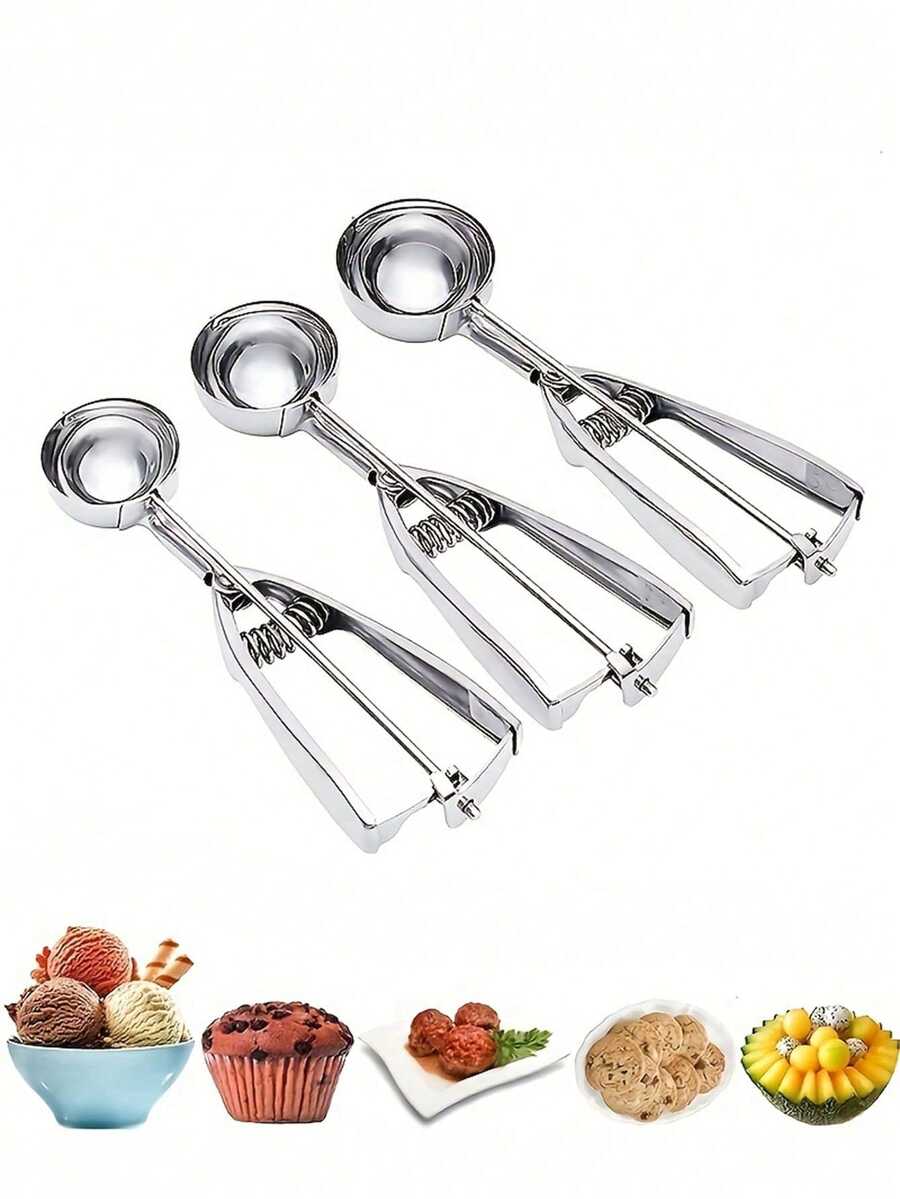 Heavy Duty Ice Cream Scoop - 3 Sizes Suitable For Baking, Desserts And Food Preparation