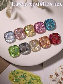 2026新款，12毫升容量，情人节礼物，春夏必备，梦幻全息碎冰，美人鱼仙子云锦闪粉，闪亮粉色，超细闪片，糖果冰透明指甲油。季节流行星光磁性持久亮泽指甲油，可搭配底油和亮油使用。 - 彩色 - 查看 5