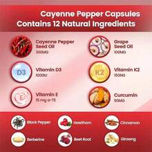 Cayenne Pepper Softgel Support Leg Vein Heart Blood Vessel Health Vitamin D3+K2 - 1 - 查看 7