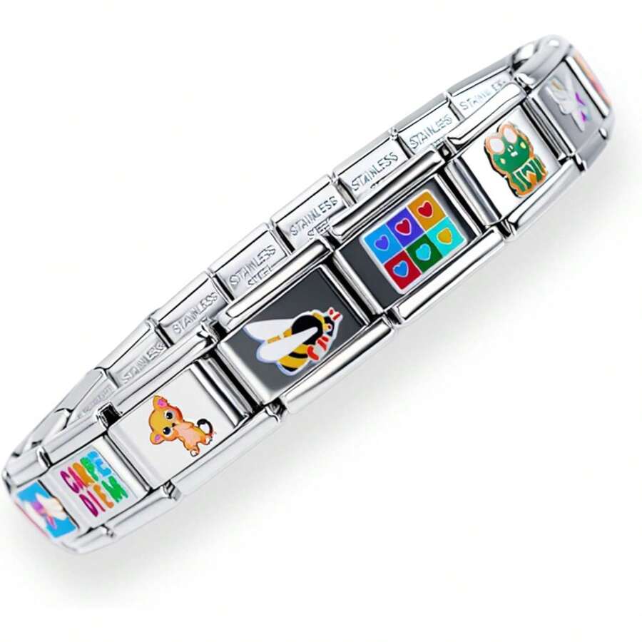 Juego completo de pulsera de encantos italiana con 18 encantos personalizables - Moderno - Ver 1