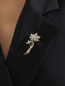 1枚莲花胸针，高端小众奢华优雅胸针别针，独特设计服装配饰 - 金色 - 查看 4