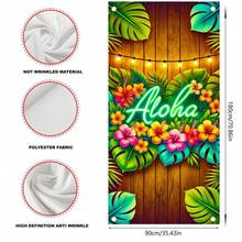 Hawaiian ALOHA Door Curtain Banner, 71x35 Inches In Size, Neon ALOHA Hibiscus And Palm Leaf Pattern Front Door Decoration, Tropical Pattern Porch Decoration, Suitable For Outdoor Family Parties And Festival Decoration. - 71in*35in - Xem 6