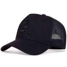 1 gorra de camionero ajustable de moda para hombre con letra bordada para la calle al aire libre - Negro - Ver 6