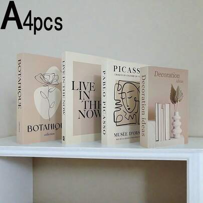 3/4pcs Realistic Decorative Books, Luxury Decorative Books, Living Room Decor, Home Decor, Coffee Table Books, Modern Stylish Decorative Books, Home Decor, Holiday Decoration, Photoshoot Props, Cafe/Hotel Atmosphere Decor, Fake Books