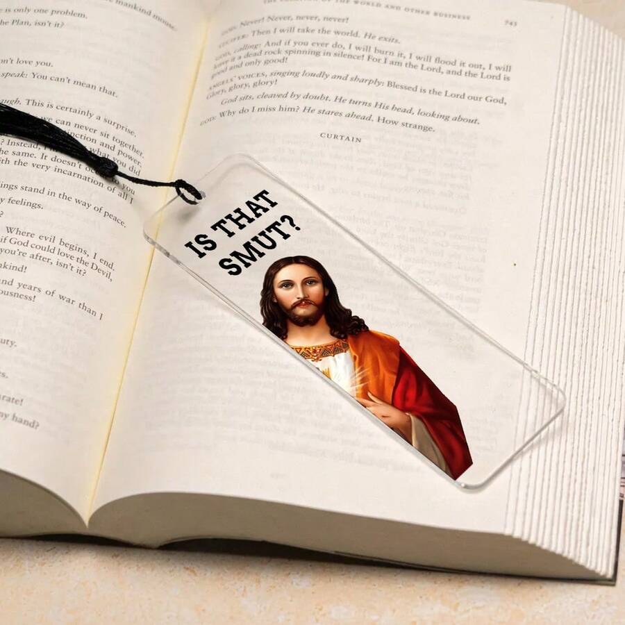 1pc PET Printed Bookmark, Quirky Jesus Christ Design, Durable & Elegant, Unique Pattern Suitable For Daily Use Or Collection. The Best Gift For Back To School Season, Whether For Personal Use Or Gifting To Family And Friends, It Is A Unique And Practical Gift Choice That Adds Atmosphere And Fun To Reading Time (Random Color Tassel) - 1PC - View 1
