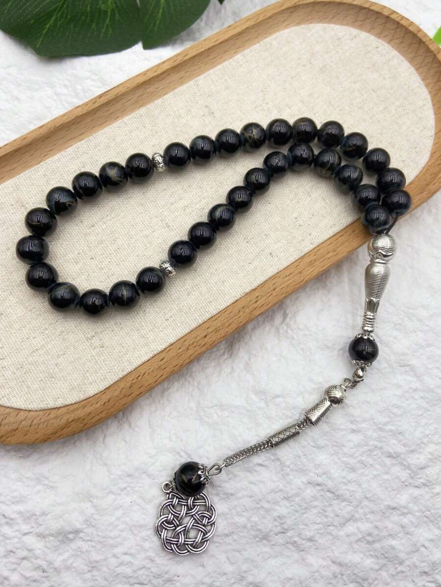 1串33颗10毫米中国结吊坠念珠，奢华时尚手链，适合斋月、开斋节、圣诞节礼物 - 彩色 - 查看 1