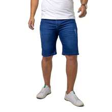 KIT 2 Bermudas Masculinas Jeans Denim Casual | Combo Azul Puído e Azul Bigode para o Dia a Dia - 2BRM Azul PUIDO + Azul BIGODE - Visão 4