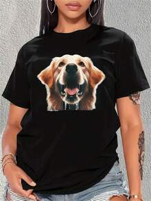 Light Golden Retriever Jowls Top, Paws Lab Dog Mom Dad-Shirt - Black - View 1