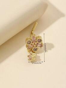 1pc L Shaped Elegant Gold Tone Tiny Flower Nose Hoop Piercing With Pendant Valentines Mom Mother Mothers Day Gift GZUQ - 彩色 - 查看 2