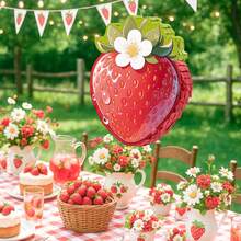 4pcs Strawberry Shaped Piñata Set, Strawberry Theme Piñata Suitable For Birthday Party, Party Decoration, Fun Decoration, Photo Props, Includes Bat And Blindfold, Confetti - Strawberry-shaped Piñata Set - View 6