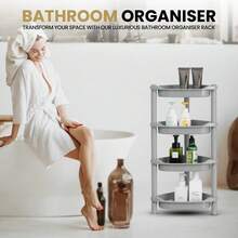 Bathroom 4 Tier Plastic Shower Caddy Corner Shelf Pole Rk Kitchen Storage Unit - Multicolor - View 3