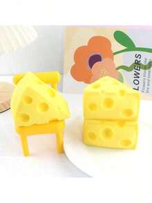 1个创意减压奶酪挤压玩具，豆腐球发泄玩具，节日礼物 - 彩色 - 查看 4
