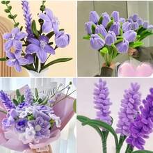 300支加厚花蕊，包含浅紫色、深紫色、军绿色三种不同颜色的花蕊，花蕊工艺套装，散装花蕊，艺术手工材料，可用于制作花朵、装饰品和创意DIY - 彩色 - 查看 4