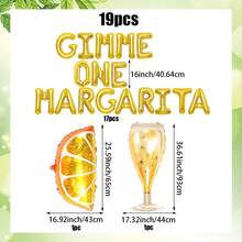 19pcs Margarita Party Decorations, Includes Orange Balloons, Champagne Balloons, 16" "GIMME ONE MARGARITA" Letter Balloons, Suitable For Bachelorette Party, Margarita Party, Margarita Decor, Birthday, Summer Pool Party - Multicolor - View 6