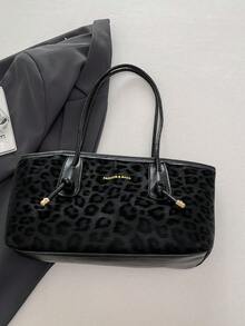 新款多功能通勤包，豹纹时尚大容量手提包，时尚高档手提包/单肩包 - 黑色 - 查看 6