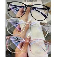 3 Pairs/2 Pairs/1 Pair Fashion Eyeglasses, Transparent Lenses, Unisex, Black, Pink And Clear Frames, Eye Protection And Stylish - Transparent - View 1