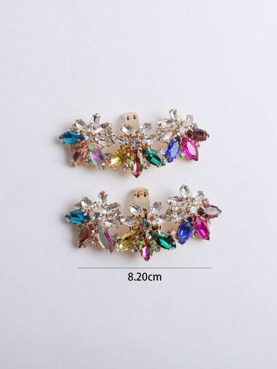 2pcs Multi-Color Crystal Inlaid Metal Cute Accessories, Fashion Exquisite Classic DIY High Heel Shoes Decor New Arrival, Suitable For Elegant Sexy Ladies Date Shoes, Sneakers, Brooches, Bag Clips, Home Decor, Multi-Purpose Decorations