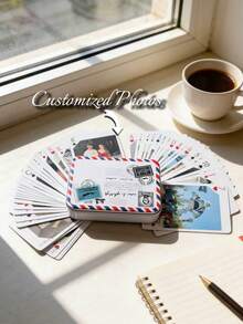 1set/54pcs Personalized Customized Game Cards, Can Be Customize 6 Photos,Poker Game Cards With Photos, Customized Poker Sets, Personalized Photo And Text Game Cards, Personalized Game Cards, Customized Game Cards, Anniversary Gifts, Anniversary Gifts, Valentine's Day Gifts, Wedding Souvenirs, Wedding Poker Cards, Mother's Day Gifts - Light Grey - View 6