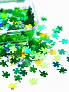 1 somier holografic verde pentru scrapbooking, accesorii DIY, frunze de arțar, trifoi cu patru foi, note muzicale, paiete, rășină epoxidică, umplutură, breloc de Ziua Sfântului Patrick, consumabile pentru artizanat - Verde - Vizualizare 6