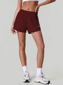 Short d'été léger pour femme avec ceinture élastique pour sports de plein air, course et yoga - Rouge foncé - Voir 6