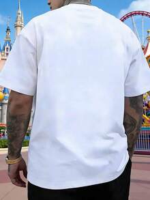 Disney Sally Racing Minnie Mouse Butterfly Pattern T-Shirt, Casual Loose Round Neck Short-Sleeved Top, Unisex, Couple's Outfit, Suitable For Outings, Outdoor Sports, Parties, Dates, Men's Clothes. - White - View 2
