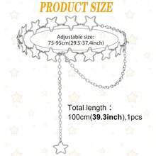 Women Waist Chain Metal Belly Chain Belt Adjustable Plus Size Chain Body Cute Decorative Accessories Suitable Formal Wear Jeans Dresses Casual Pants Gifts Gold - 銀色 - 查看 3