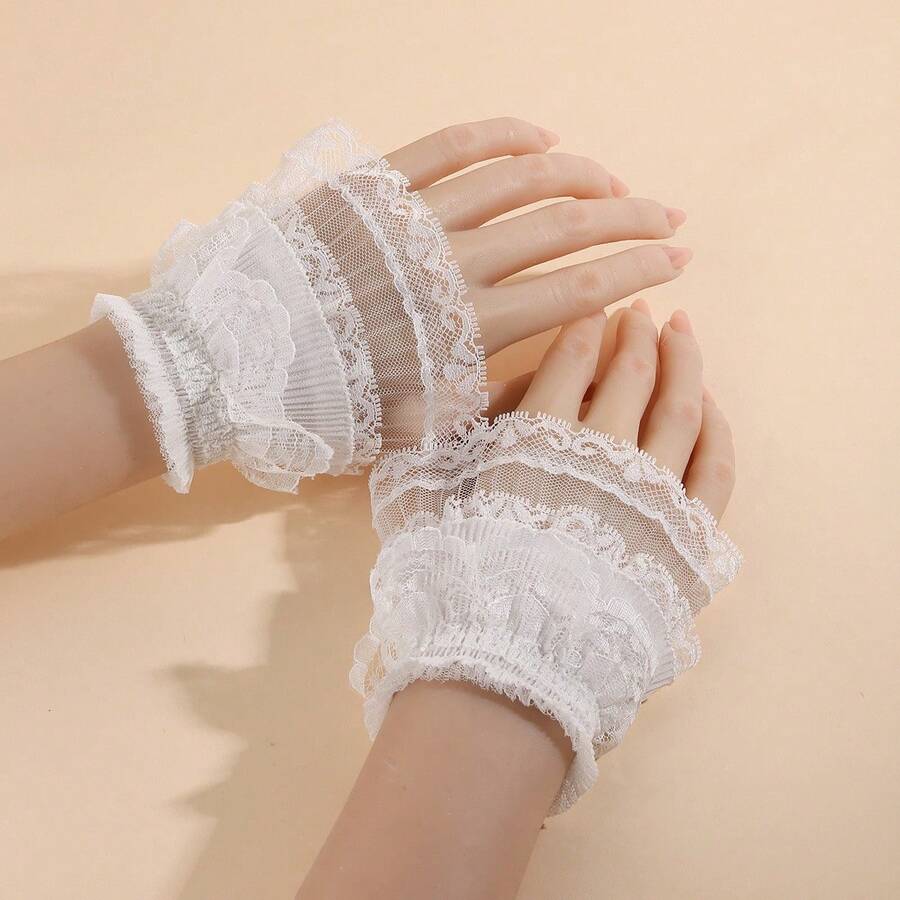 1 Pair Women's Lace False Sleeves, Spring/Autumn Thin Sweatshirt/Sweatshirt Cuff Extension Accessory, Cute College Style, Lolita Costume, Nail Art Photography Prop - Multicolor - View 1