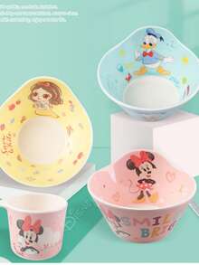 1pc Disney Single Handle Bowl, Cartoon Cereal/Soup Bowl, Melamine, Heat Resistant, 460ml - Multicolor - View 2