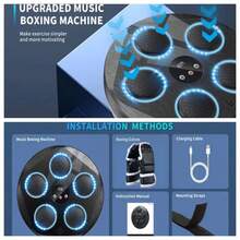 Máquina de Boxeo Musical, Entrenador de Golpes Interactivo con Guantes de Boxeo, Gran Objetivo de Boxeo Electrónico Montado en la Pared para Adultos y Niños, 9 Modos y 9 Velocidades. - Negro - Ver 2