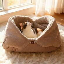 1PC Premium Thick Plush Pet Bed - Ultra Soft & Warmer Sleep Surface For Dogs & Cats, Enhanced Easy-Clean Design With Non-Slip Rectangular Base - Multicolor - View 7