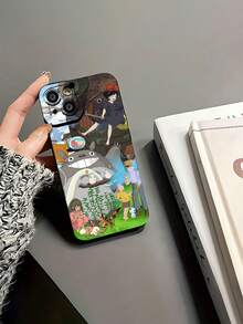 Personajes de Studio  con coloridas ilustraciones de la naturaleza. Esta elegante funda para teléfono es compatible con Samsung, Apple, VIVO, OPPO, , Transsion, ,  y Honor. Fabricada en silicona TPU, ofrece protección contra golpes y caídas, además de una sensación superior. Es un regalo ideal para familiares, amigos y seres queridos, y una opción perfecta para San Valentín y Año Nuevo. - Negro - Ver 6
