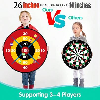 26 Inch (Approx. 66 Cm) Large Size Children's Dart Board With 8 Balls, Sticky Balls, Toys For Boys, Indoor/Outdoor Fun Party Game Toys, Suitable For 3 4 5 6 7 8 9 10 11 12 Years Old Boys And Girls