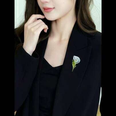 Broche elegante y minimalista de flor de cala de esmalte estilo coreano, alfiler de solapa de aleación con efecto de gota de aceite, accesorio de moda para ropa
