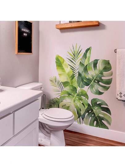 Hand-Painted Turtle Shell Bamboo Leaf Wall Sticker, Fresh Green Theme, Self-Adhesive Decoration For Living Room, Entrance, Suitable For Nordic Store Background Wall, Cozy Cafe, Homestay Lobby, Photo Wall, Studio Inspiration Wall, Boutique Hotel Corridor, Quick Replacement Of Artistic Green Plant Decor