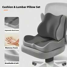 One Ergonomic Memory Foam Mattress With A Central Groove Design - Air Pressure And Posture Support, Made Of Polyester Fiber, Suitable For Office, Home, And Car Use - White/Black, Designed For Long Periods Of Sitting, Promotes Good Posture, Durable And Comfortable. - 黑色+灰色 - 查看 2