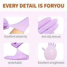 100/50/4 chiếc găng tay nitrile dùng một lần màu hồng, dụng cụ làm đẹp và chăm sóc móng, dụng cụ trang điểm, dụng cụ làm móng chân, dụng cụ làm móng nghệ thuật, găng tay vệ sinh gia dụng bền (đóng gói trong túi) - Màu tím - Xem 8