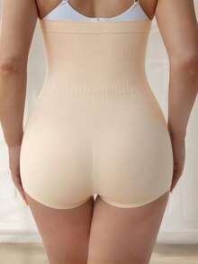 Plus Size Women's High-Waisted Tummy Control Butt Lifting Shaping Shorts - Apricot - View 2