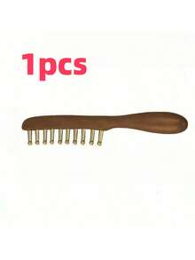 1pc Copper-Wood Composite Massage Comb, Acupoint Massage Scraping Gua Sha Tool, Promotes Hair Growth, Scalp Relaxation, Deep Tissue Massage Tool, Multi-Functional Handheld Head Massager, Acupoint Contact Massage, Also Suitable For Full Body Deep Massage - Redwood - View 12