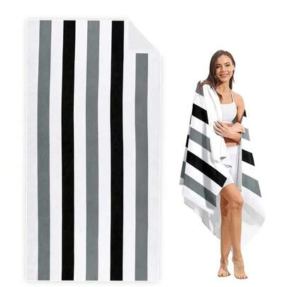 1 件装，多种颜色和尺寸可选。Cabanana 大号超细纤维沙滩巾，防沙，超大尺寸，速干轻便。成人泳池毛巾，条纹泳巾。露营旅行毛巾。