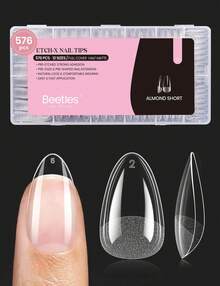Beetles Soft Gel Nail Tips Short Almond 288pcs In 12 Sizes, Etch-X Pre-Etched Full Cover Acrylic Fake Nails Art - Almond Short 576pcs (Etch X Nail Tips) - View 8