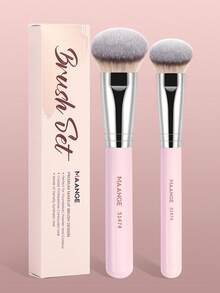 MAANGE 2/4/5件套专业化妆刷套装，带纸盒，包含粉扑、散粉刷、腮红刷、粉底刷、修容刷、鼻影刷。柔软刷毛，适用于粉状和液状化妆品，方便旅行携带，是送给女性和女孩的理想礼物。 - 粉色 - 查看 14